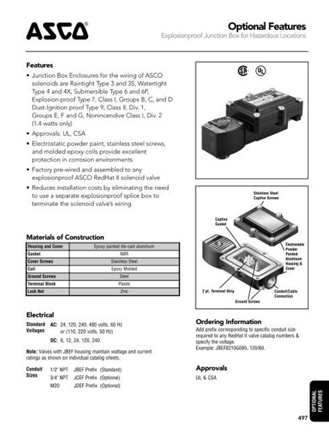 asco junction box|asco optional construction features.